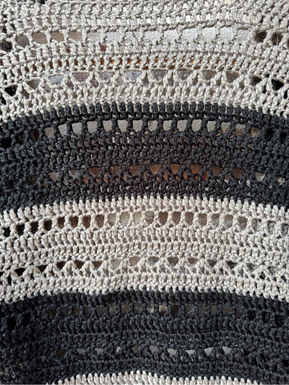 Handmade Crochet Striped Duster Cardigan – Black & Grey Size Small - Picture 7 of 7